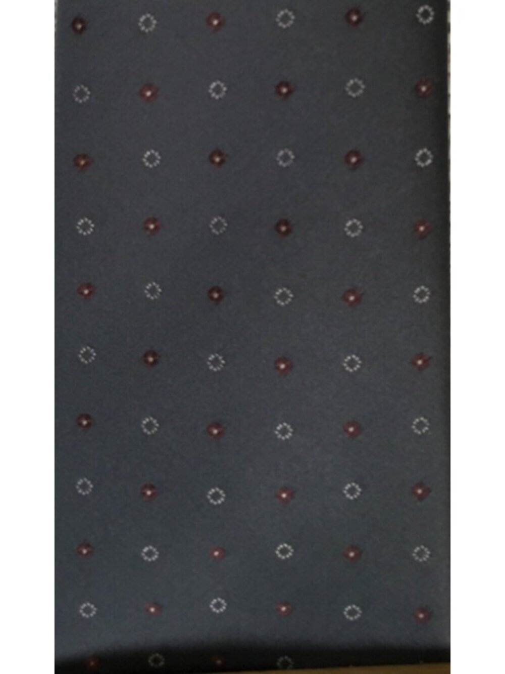 American Tradition Tie Men Gray w White Red Round Shapes 3.5 in Wide 53 in Long